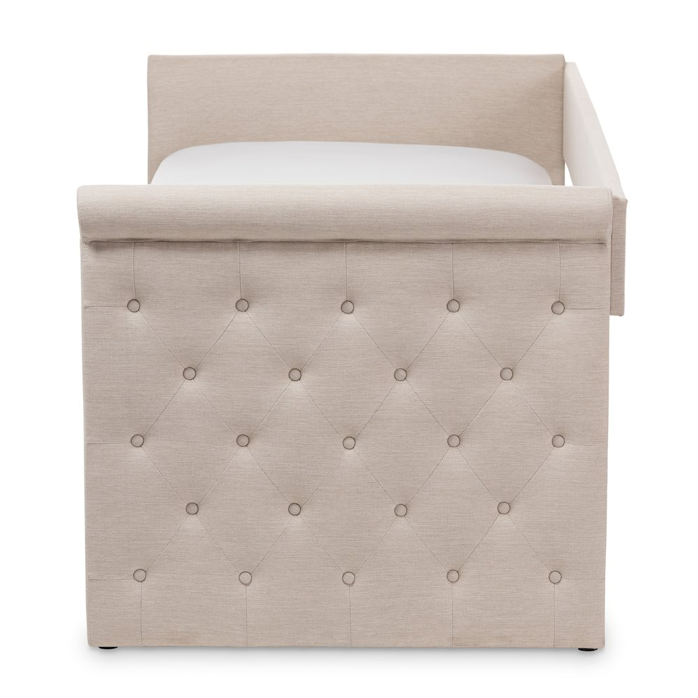 Alena Modern and Contemporary Light Beige Fabric Daybed with Trundle, Goodies N Stuff