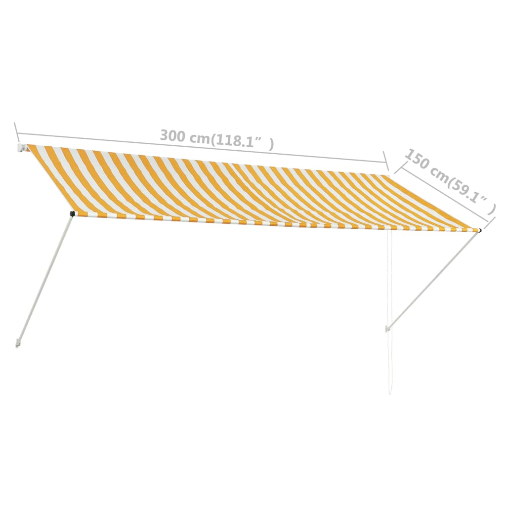 vidaXL Retractable Awning 118.1"x59.1" Yellow and White, Goodies N Stuff