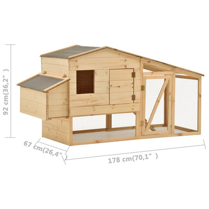 vidaXL Chicken Cage Solid Pine Wood 70.1"x26.4"x36.2", Goodies N Stuff