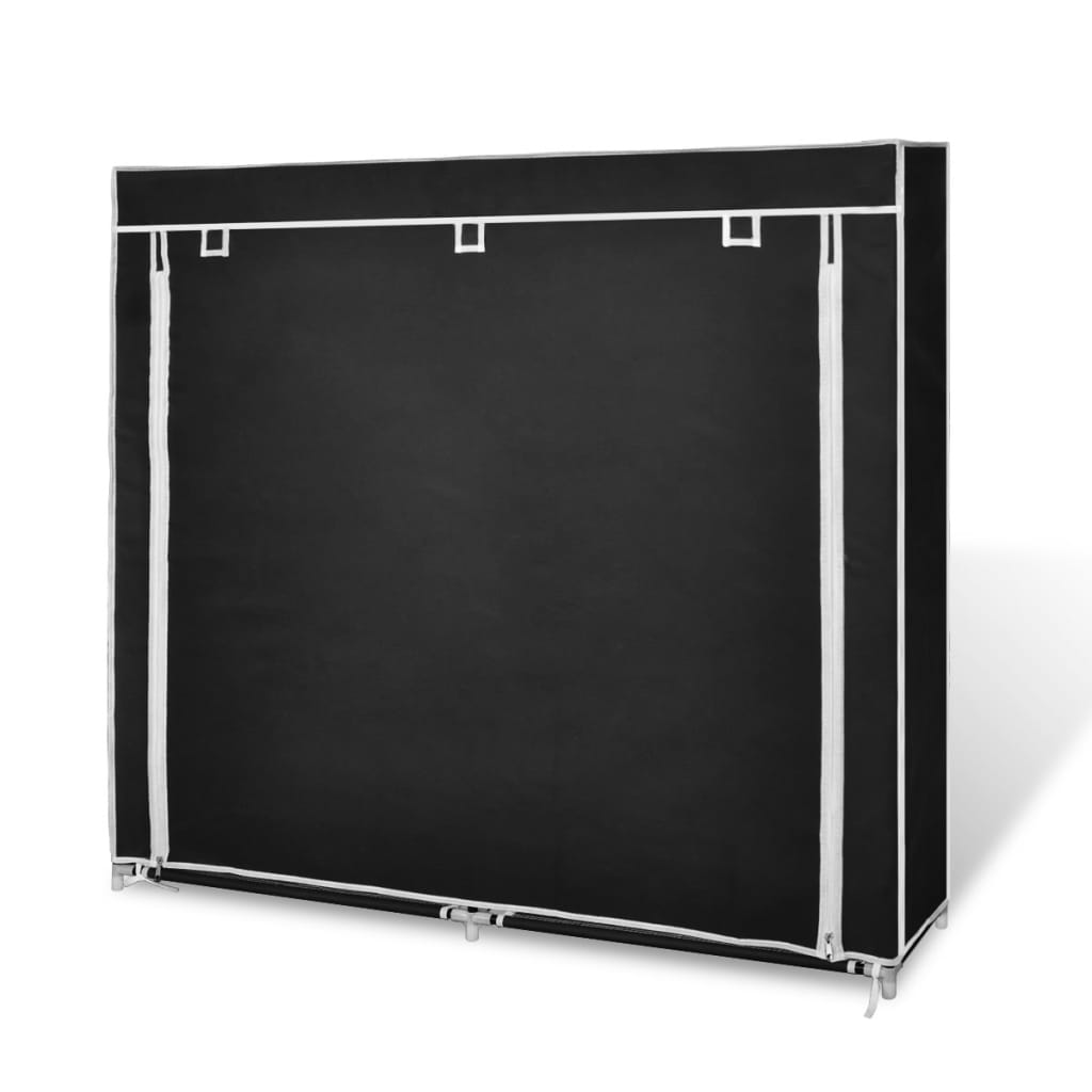 vidaXL Fabric Shoe Cabinet with Cover 45" x 11" x 43" Black, Goodies N Stuff