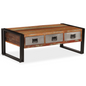 vidaXL Coffee Table with 3 Drawers Solid Reclaimed Wood 39.4"x19.7"x13.8", Goodies N Stuff