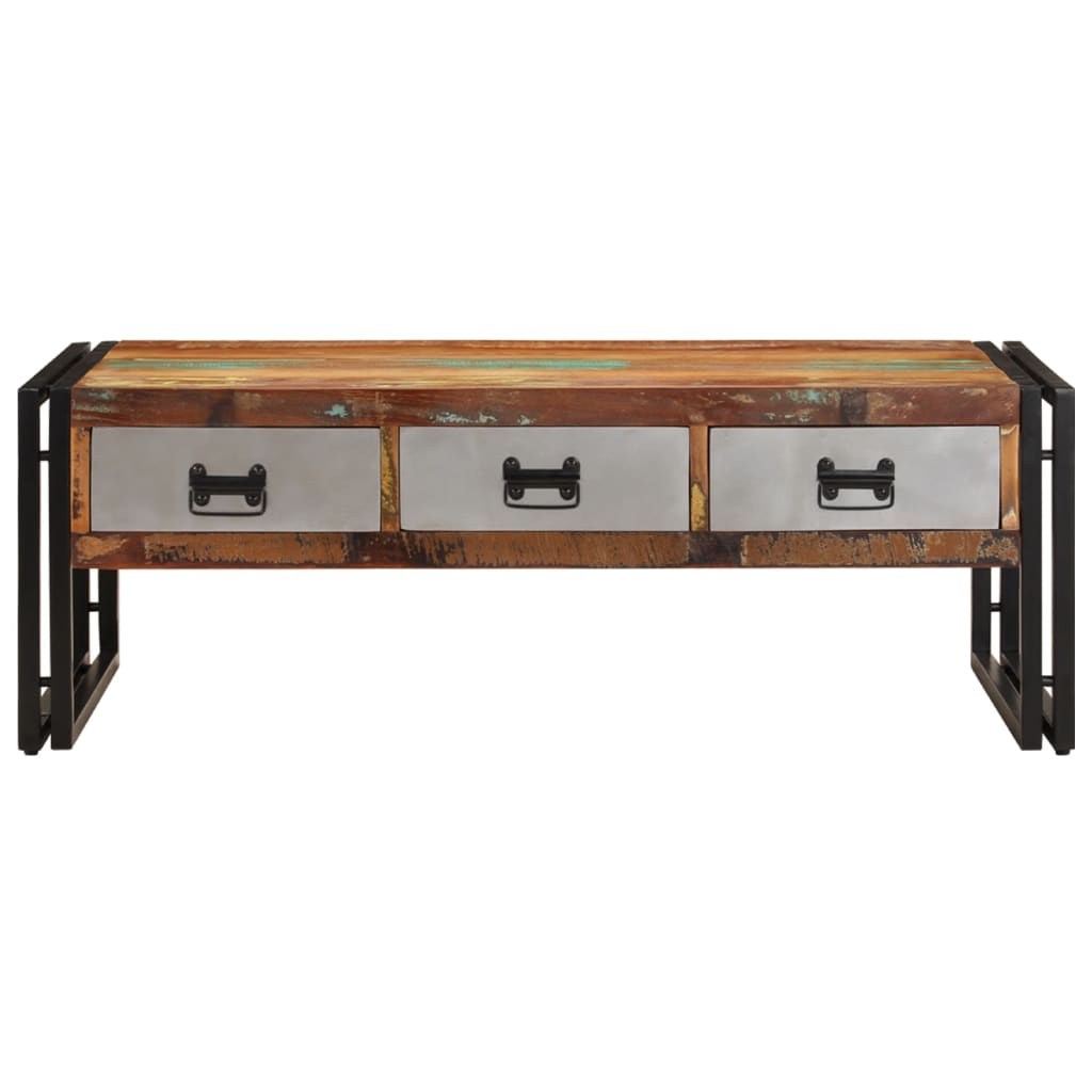 vidaXL Coffee Table with 3 Drawers Solid Reclaimed Wood 39.4"x19.7"x13.8", Goodies N Stuff