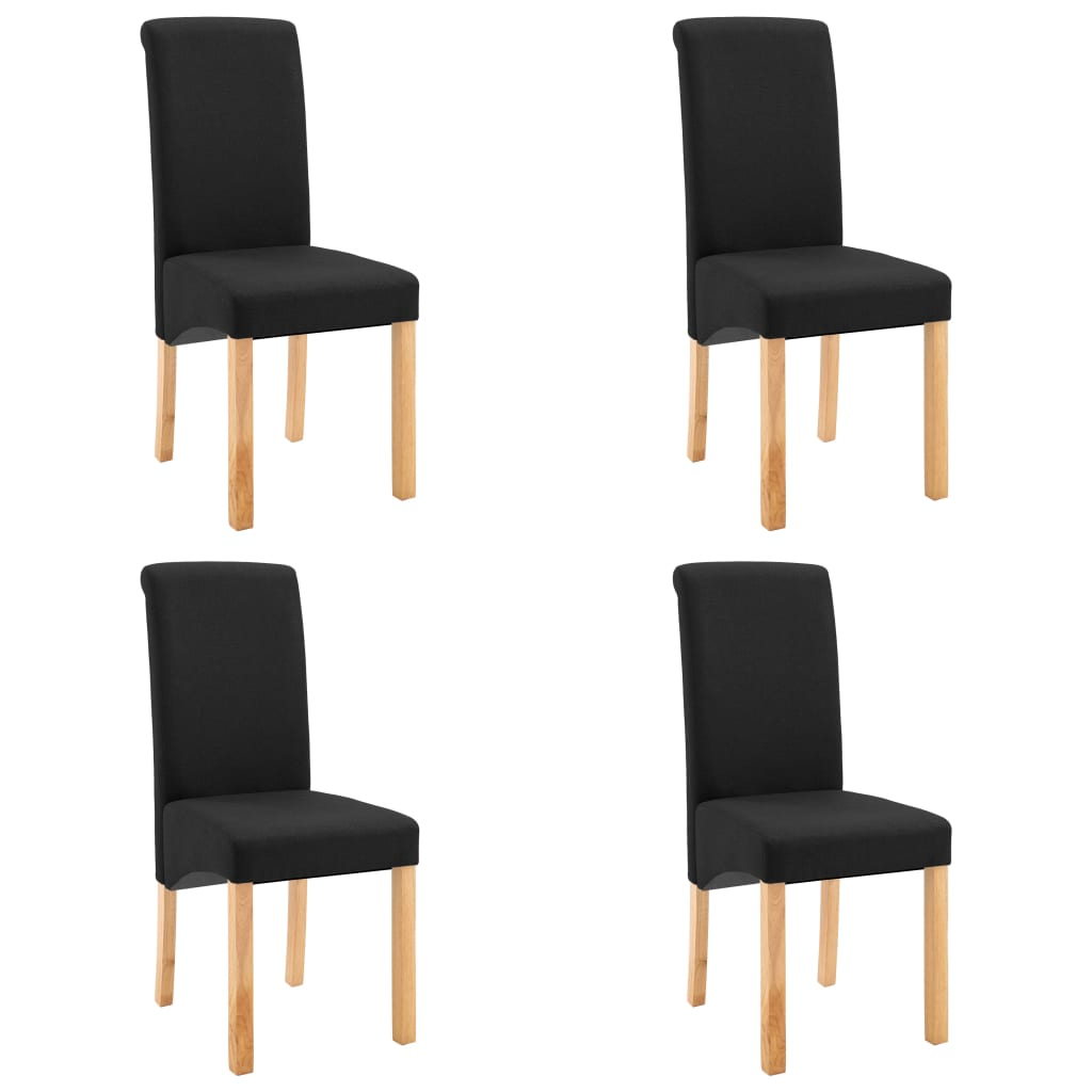 vidaXL Dining Chairs 4 pcs Black Fabric