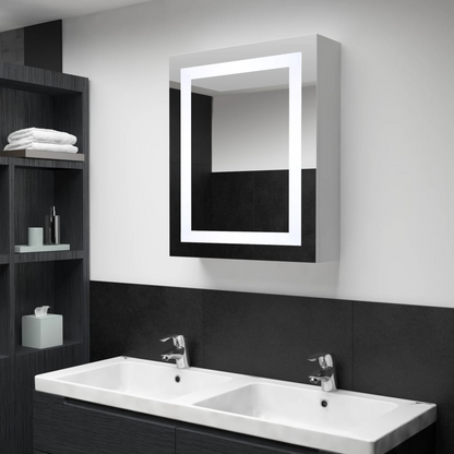 vidaXL LED Bathroom Mirror Cabinet 19.7"x5.1"x27.6"