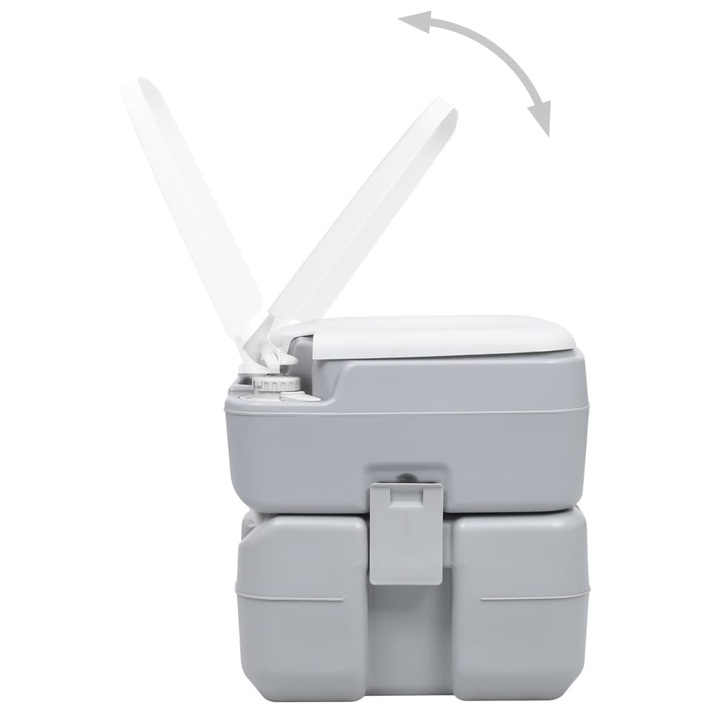vidaXL Portable Camping Toilet Gray 5.3+2.6 gal - Lightweight and Durable, Goodies N Stuff