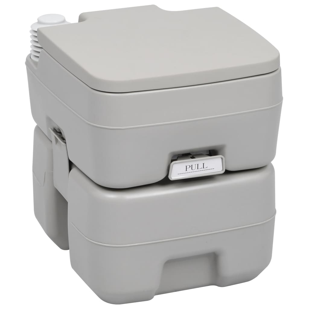 vidaXL Portable Camping Toilet Gray 5.3+2.6 gal - Compact & Sturdy, Goodies N Stuff