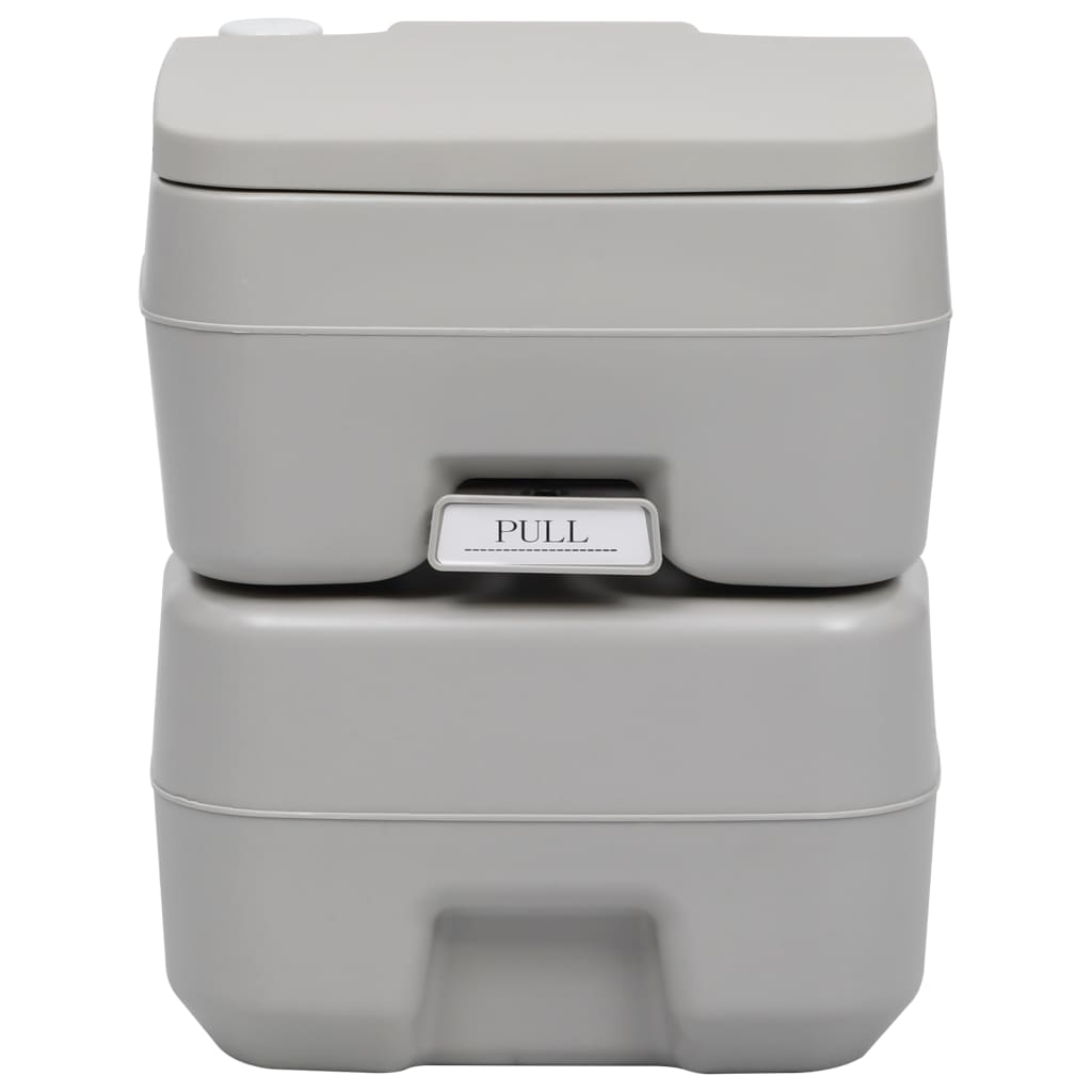 vidaXL Portable Camping Toilet Gray 5.3+2.6 gal - Compact & Sturdy, Goodies N Stuff