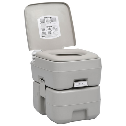 vidaXL Portable Camping Toilet Gray 5.3+2.6 gal - Compact & Sturdy, Goodies N Stuff