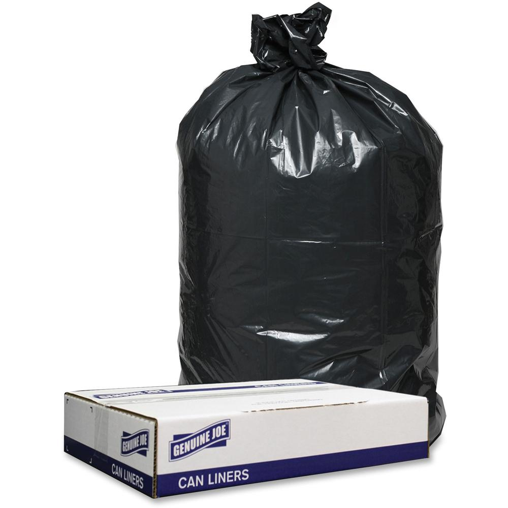 Genuine Joe Low Density Black Can Liners - 45 gal Capacity - 40" Width x 46" Length - 1.20 mil (30 Micron) Thickness - Low Density - Black - 100/Carton - Can - Recycled, Goodies N Stuff