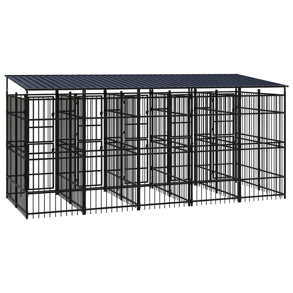 vidaXL Outdoor Dog Kennel with Roof Steel 99.2 ft², Goodies N Stuff