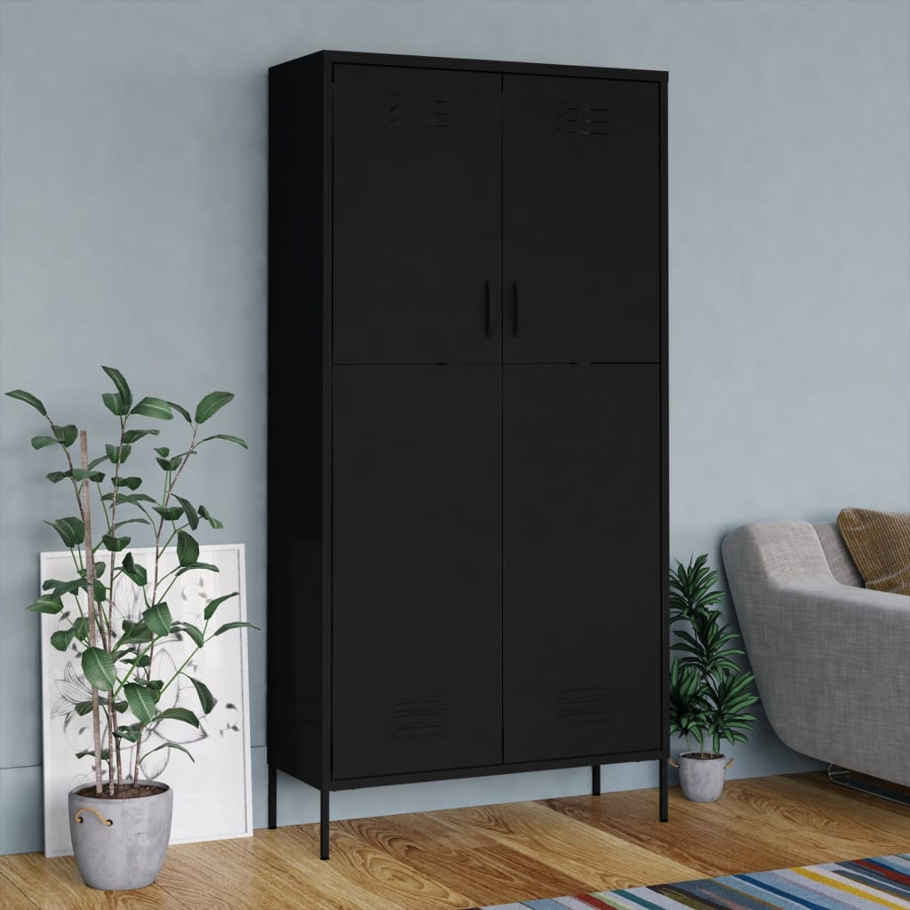 vidaXL Wardrobe Black 35.4"x19.7"x70.9" Steel