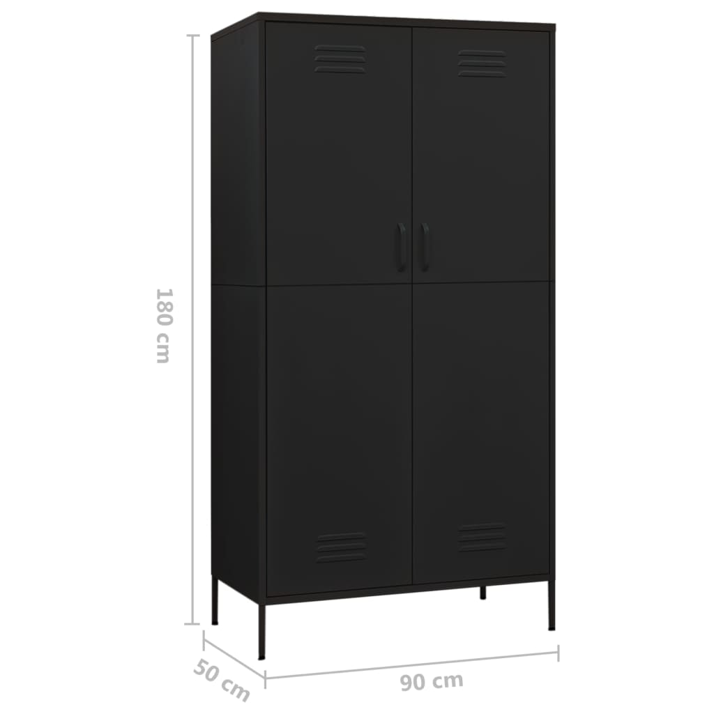 vidaXL Wardrobe Black 35.4"x19.7"x70.9" Steel