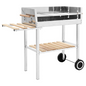vidaXL XXL Trolley Charcoal BBQ Grill Stainless Steel with 2 Shelves, Goodies N Stuff