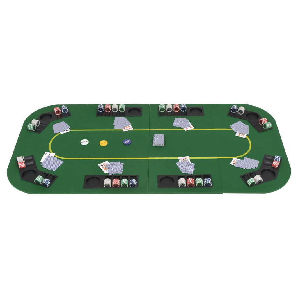 vidaXL 8-Player Folding Poker Tabletop 4 Fold Rectangular Green, Goodies N Stuff