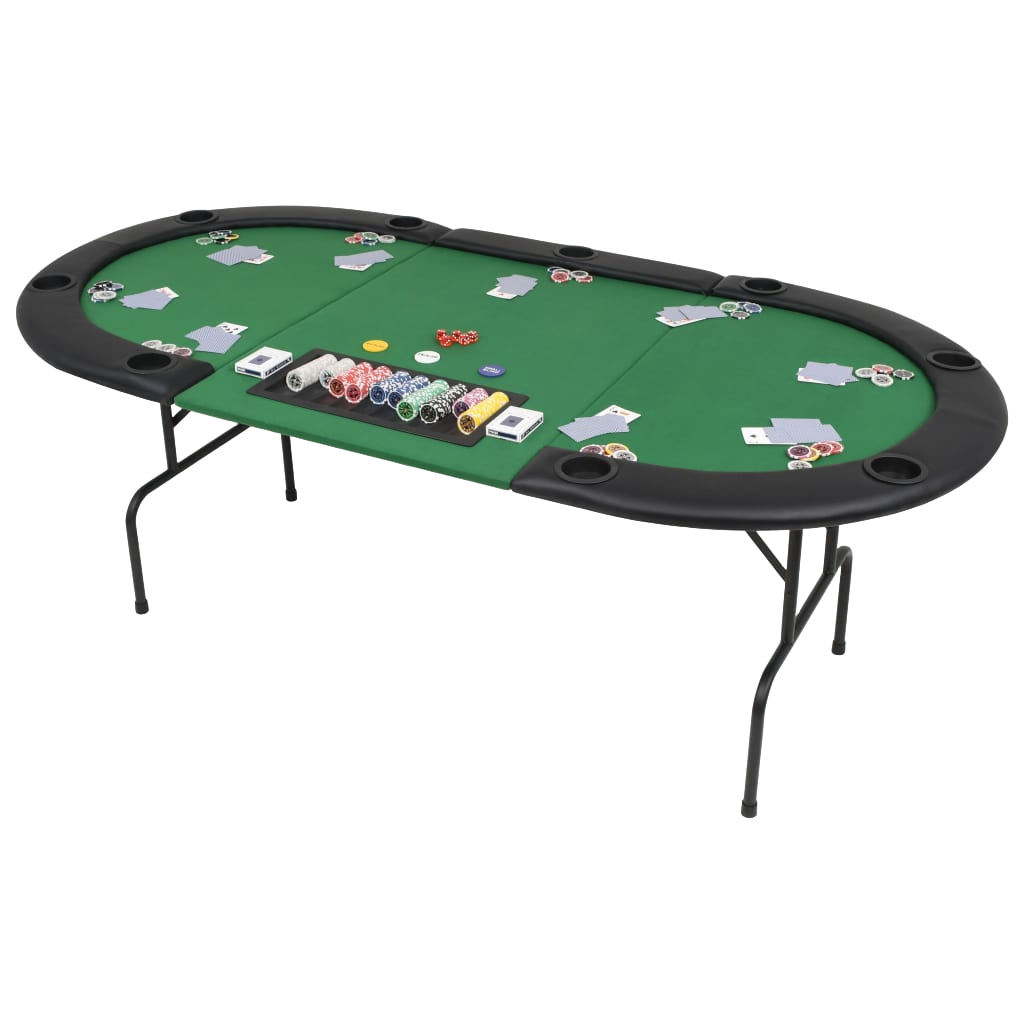 vidaXL 9-Player Folding Poker Table 3 Fold Oval Green, Goodies N Stuff