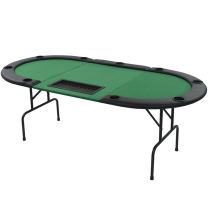 vidaXL 9-Player Folding Poker Table 3 Fold Oval Green, Goodies N Stuff