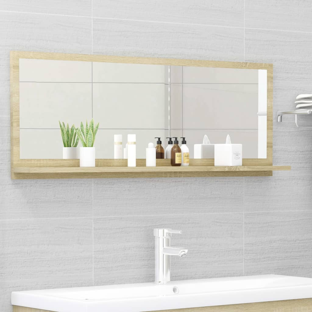 vidaXL Bathroom Mirror Sonoma Oak 39.4"x4.1"x14.6" Engineered Wood