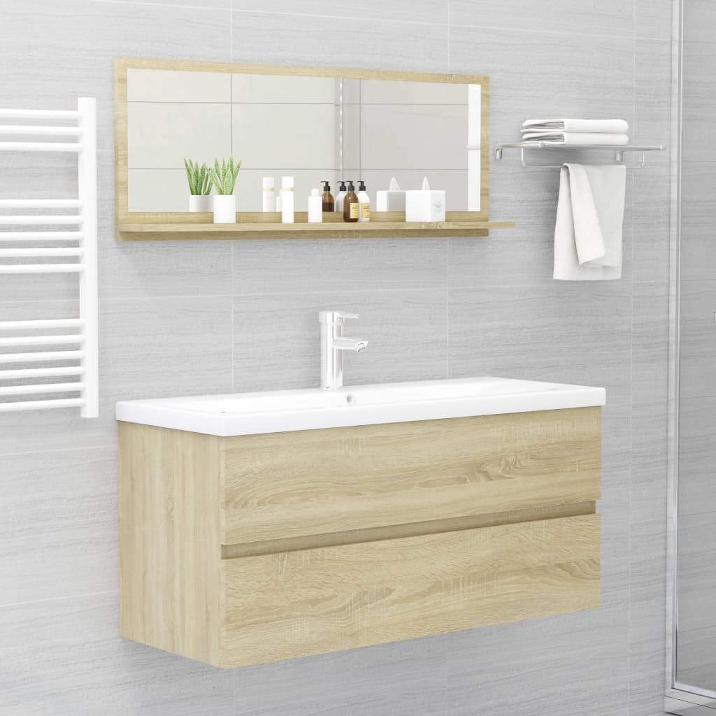 vidaXL Bathroom Mirror Sonoma Oak 39.4"x4.1"x14.6" Engineered Wood