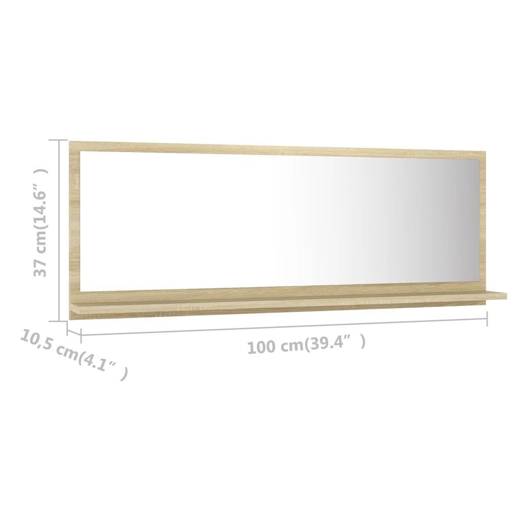 vidaXL Bathroom Mirror Sonoma Oak 39.4"x4.1"x14.6" Engineered Wood