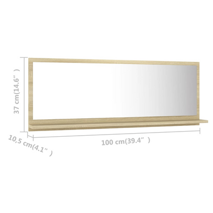 vidaXL Bathroom Mirror Sonoma Oak 39.4"x4.1"x14.6" Engineered Wood