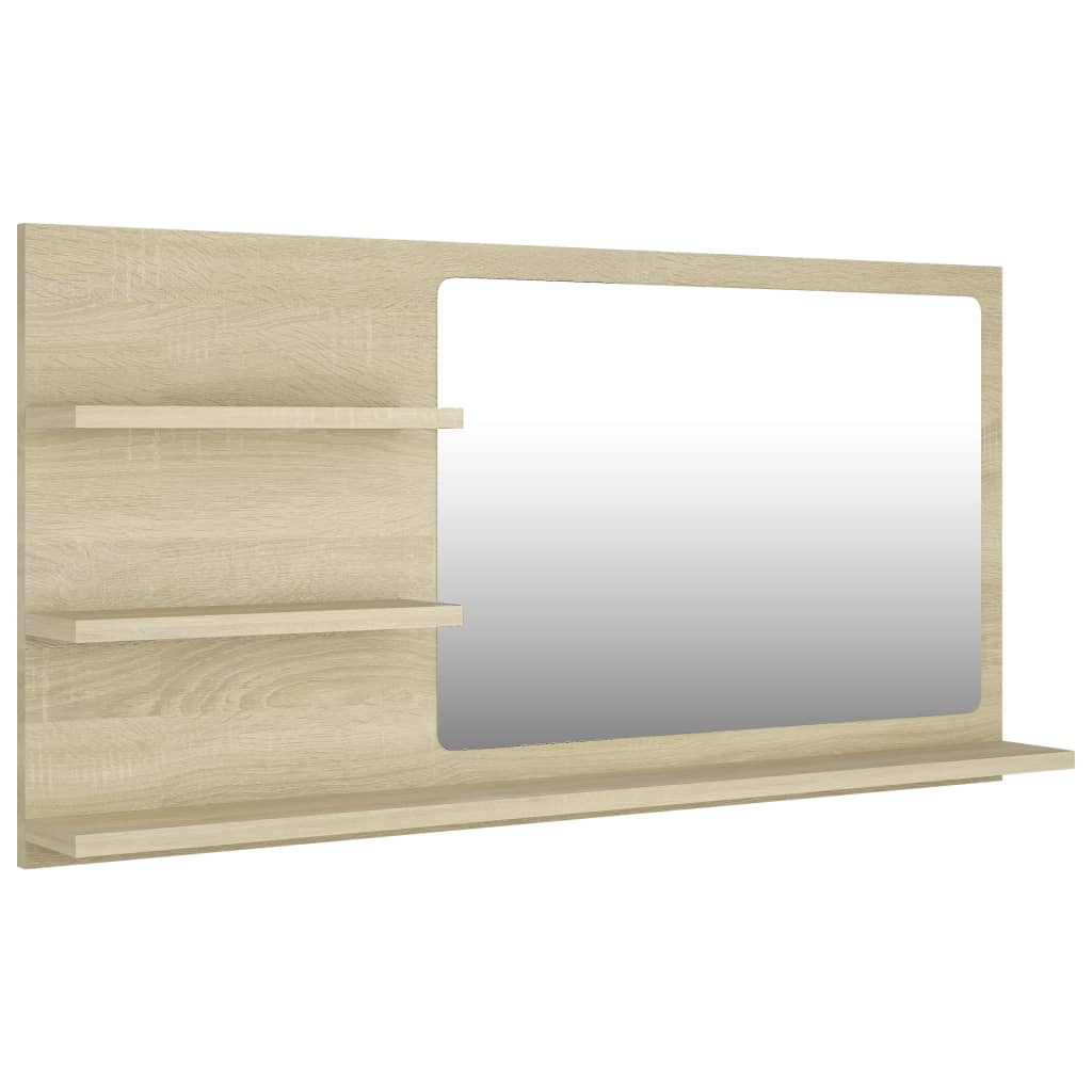 vidaXL Bathroom Mirror Sonoma Oak 35.4"x4.1"x17.7" Engineered Wood - Contemporary Style, Durable and Functional, Goodies N Stuff