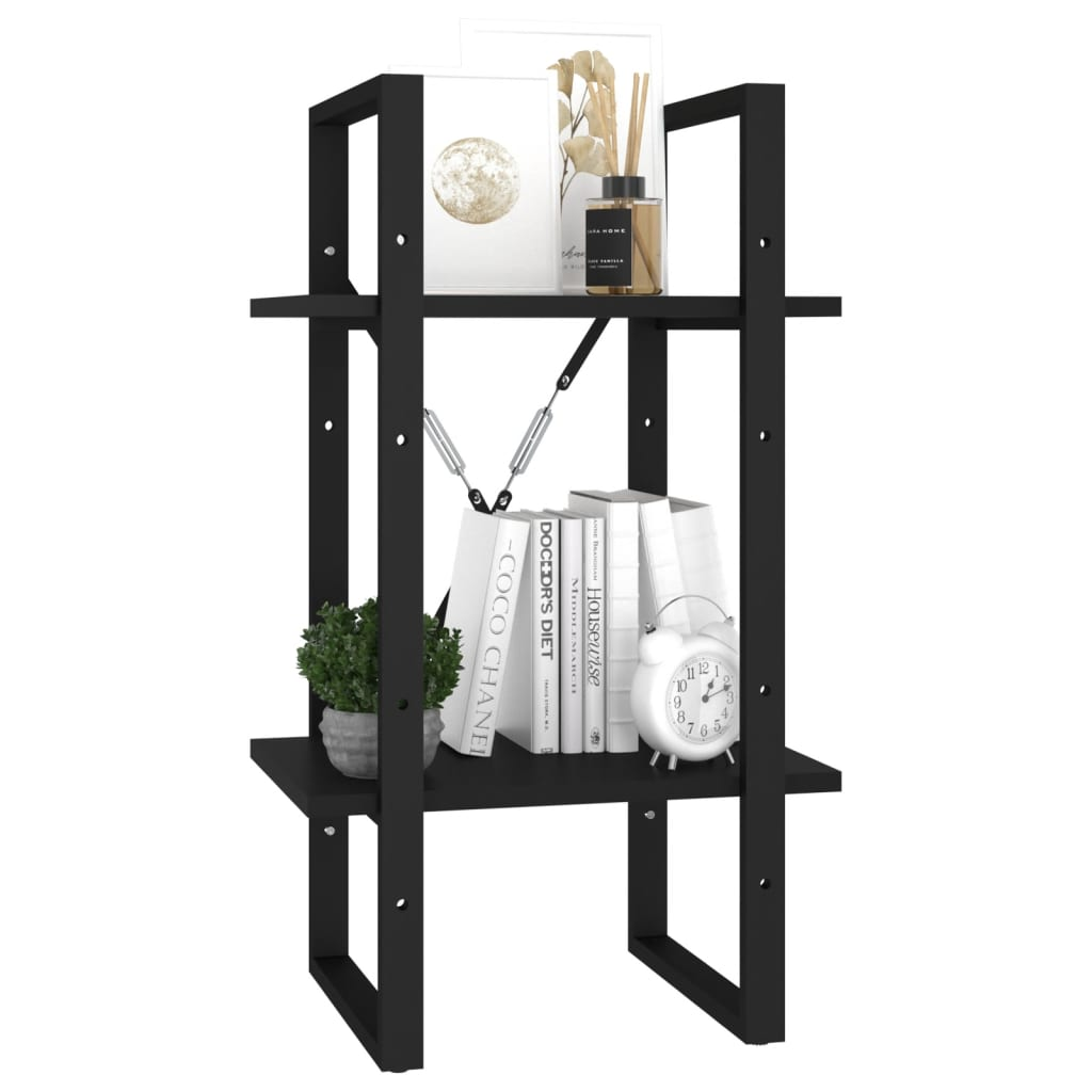 vidaXL 2-Tier Book Cabinet Black 15.7"x11.8"x27.6" Engineered Wood, Goodies N Stuff