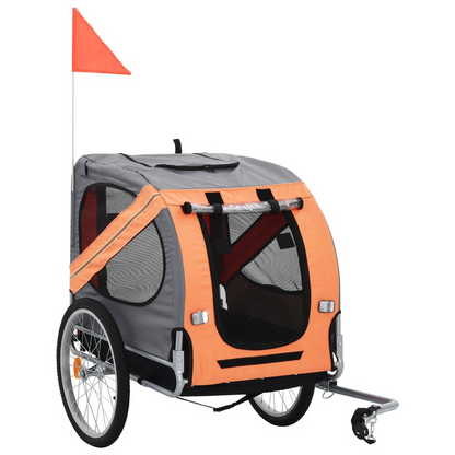 vidaXL Pet Bike Trailer Orange and Gray, Goodies N Stuff