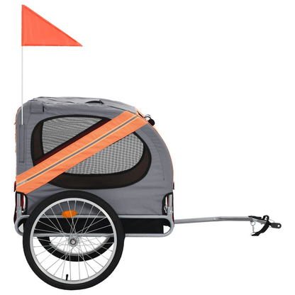 vidaXL Pet Bike Trailer Orange and Gray, Goodies N Stuff