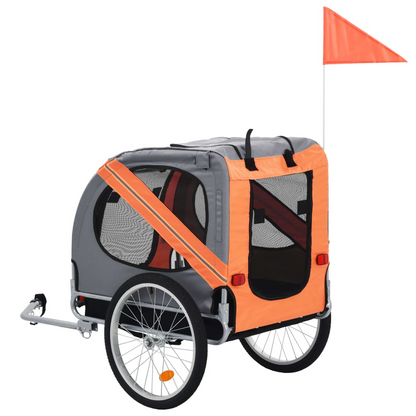 vidaXL Pet Bike Trailer Orange and Gray, Goodies N Stuff