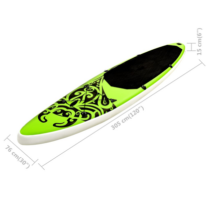 vidaXL Inflatable Stand Up Paddleboard Set 120.1"x29.9"x5.9" Green, Goodies N Stuff