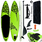 vidaXL Inflatable Stand Up Paddleboard Set 144.1"x29.9"x5.9" Green, Goodies N Stuff