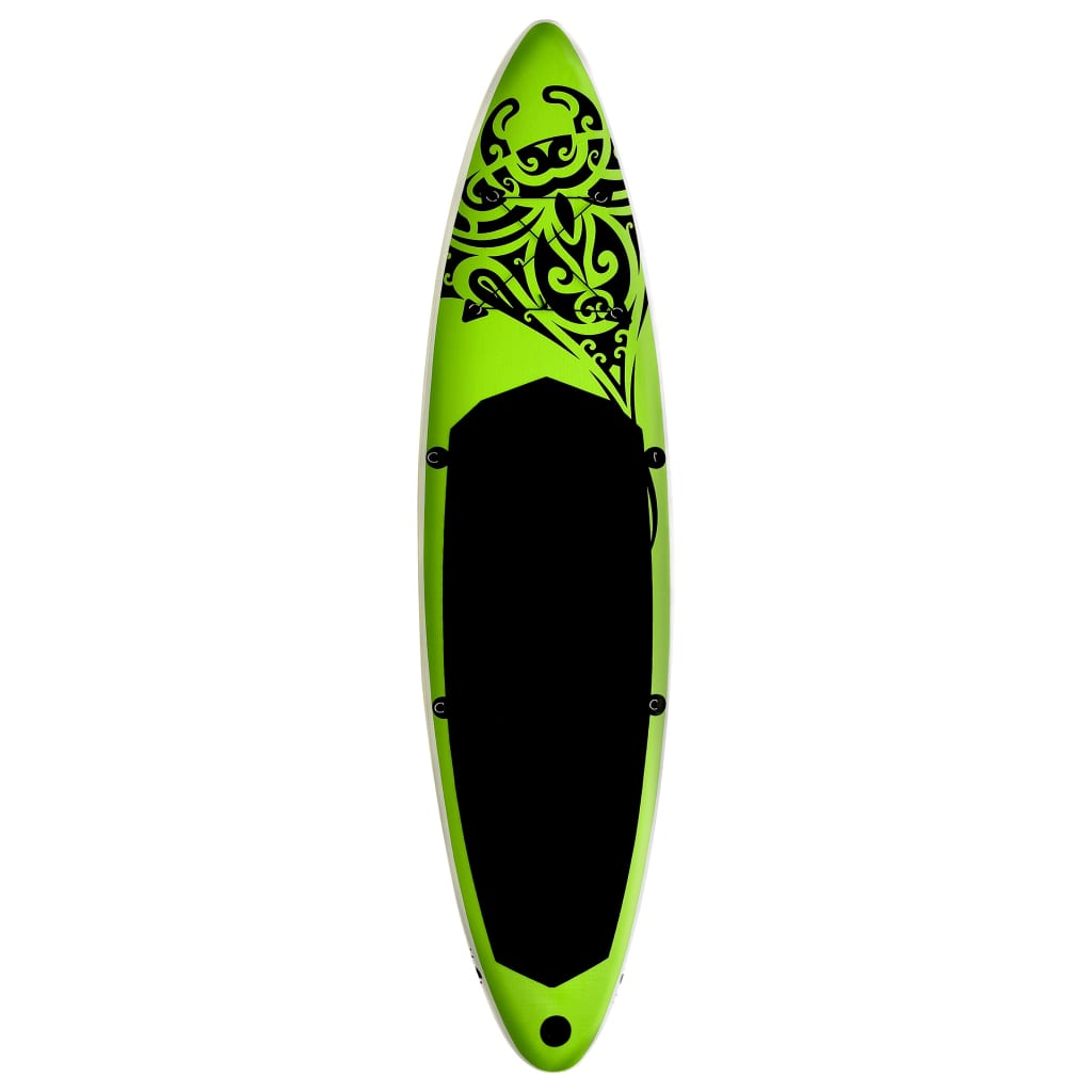 vidaXL Inflatable Stand Up Paddleboard Set 144.1"x29.9"x5.9" Green, Goodies N Stuff