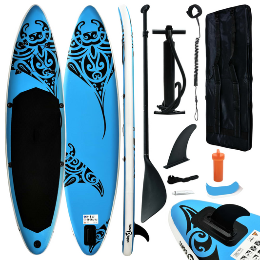 vidaXL Inflatable Stand Up Paddleboard Set 126"x29.9"x5.9" Blue, Goodies N Stuff