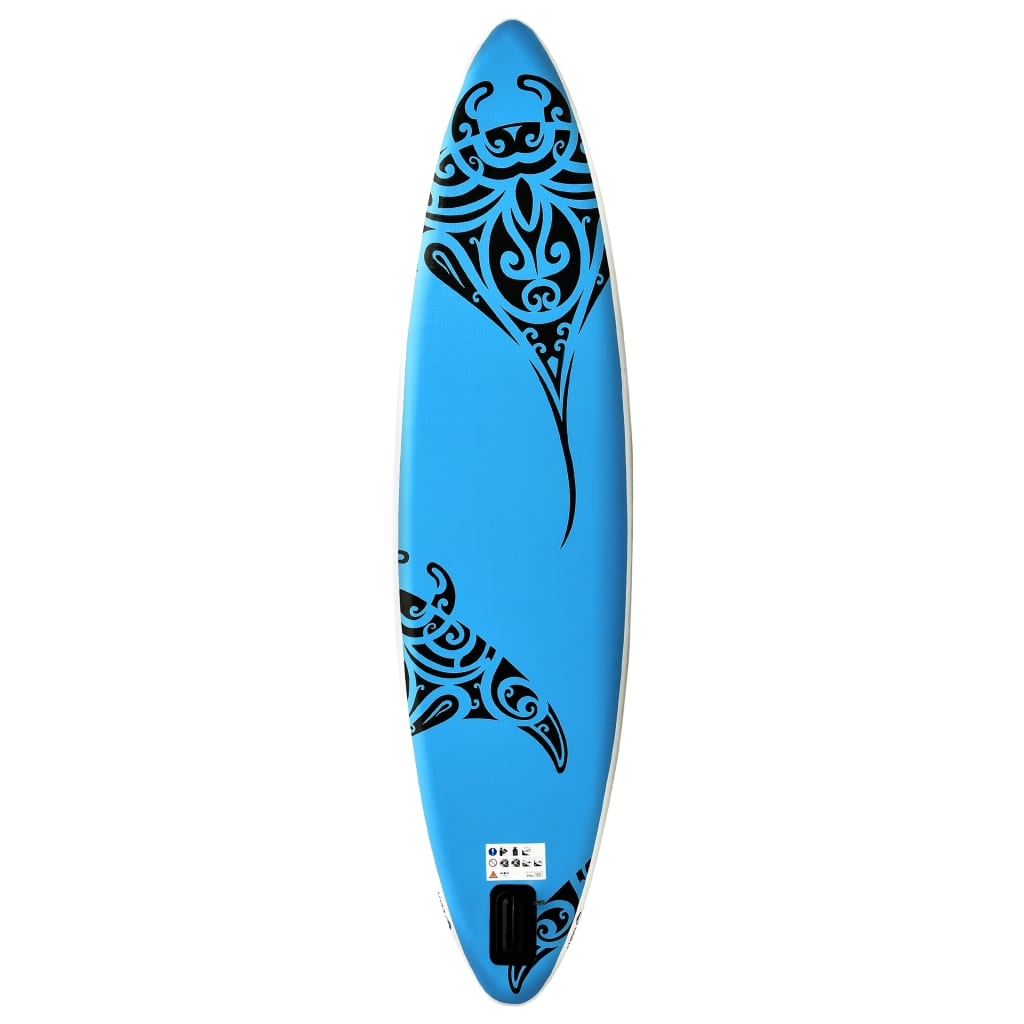 vidaXL Inflatable Stand Up Paddleboard Set 144.1"x29.9"x5.9" Blue, Goodies N Stuff