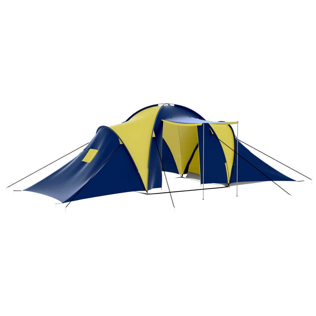 vidaXL Camping Tent Fabric 9 Persons - Blue and Yellow | Spacious, Easy-to-Setup, and Breathable, Goodies N Stuff