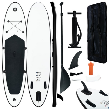 vidaXL Inflatable Stand Up Paddle Board Set Black and White, Goodies N Stuff