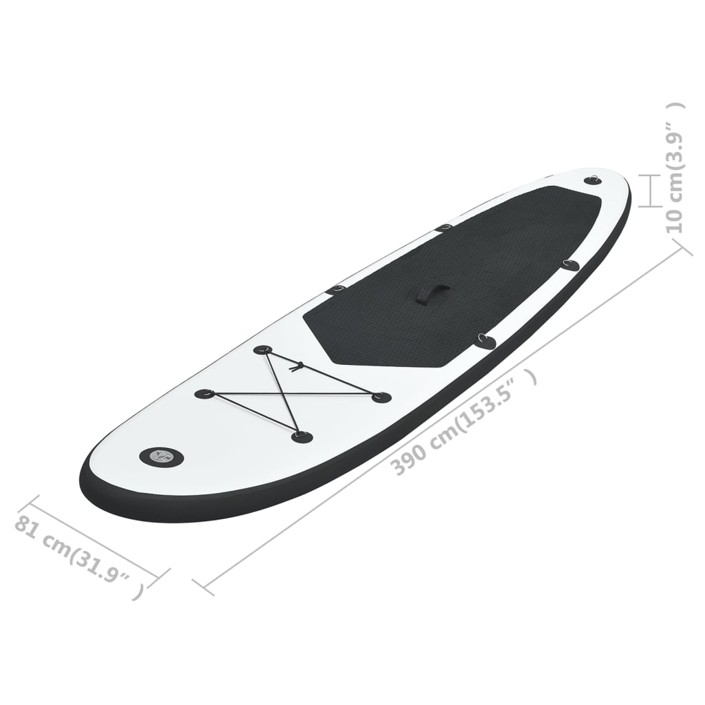 vidaXL Inflatable Stand Up Paddle Board Set Black and White, Goodies N Stuff