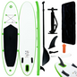 vidaXL Inflatable Stand Up Paddle Board Set Green and White, Goodies N Stuff