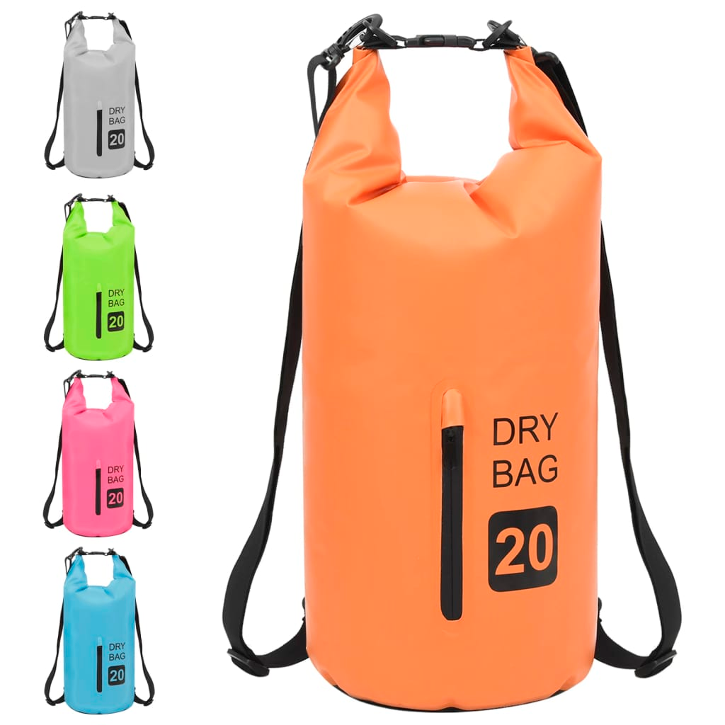 vidaXL Dry Bag with Zipper Orange 5.3 gal PVC, Goodies N Stuff