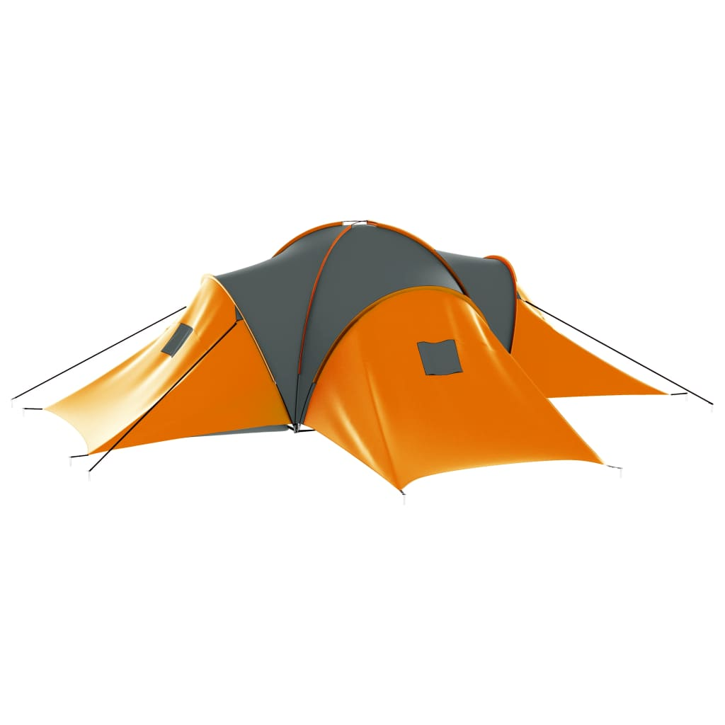vidaXL Camping Tent 9 Persons Fabric Gray and Orange - Spacious and Easy to Set Up, Goodies N Stuff