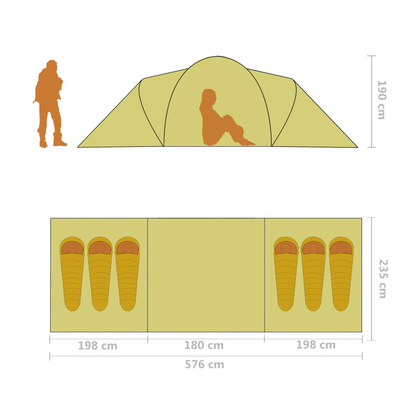 vidaXL Camping Tent 6 Persons Blue and Yellow, Goodies N Stuff