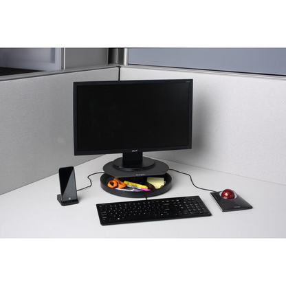 Kensington SmartFit Spin2 Monitor Stand - 40 lb Load Capacity - Flat Panel Display Type Supported - 3.1" Height x 12.6" Width x 12.6" Depth - Desktop - Black - Ergonomic, Goodies N Stuff