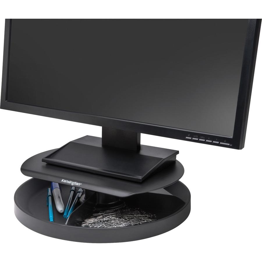 Kensington SmartFit Spin2 Monitor Stand - 40 lb Load Capacity - Flat Panel Display Type Supported - 3.1" Height x 12.6" Width x 12.6" Depth - Desktop - Black - Ergonomic, Goodies N Stuff