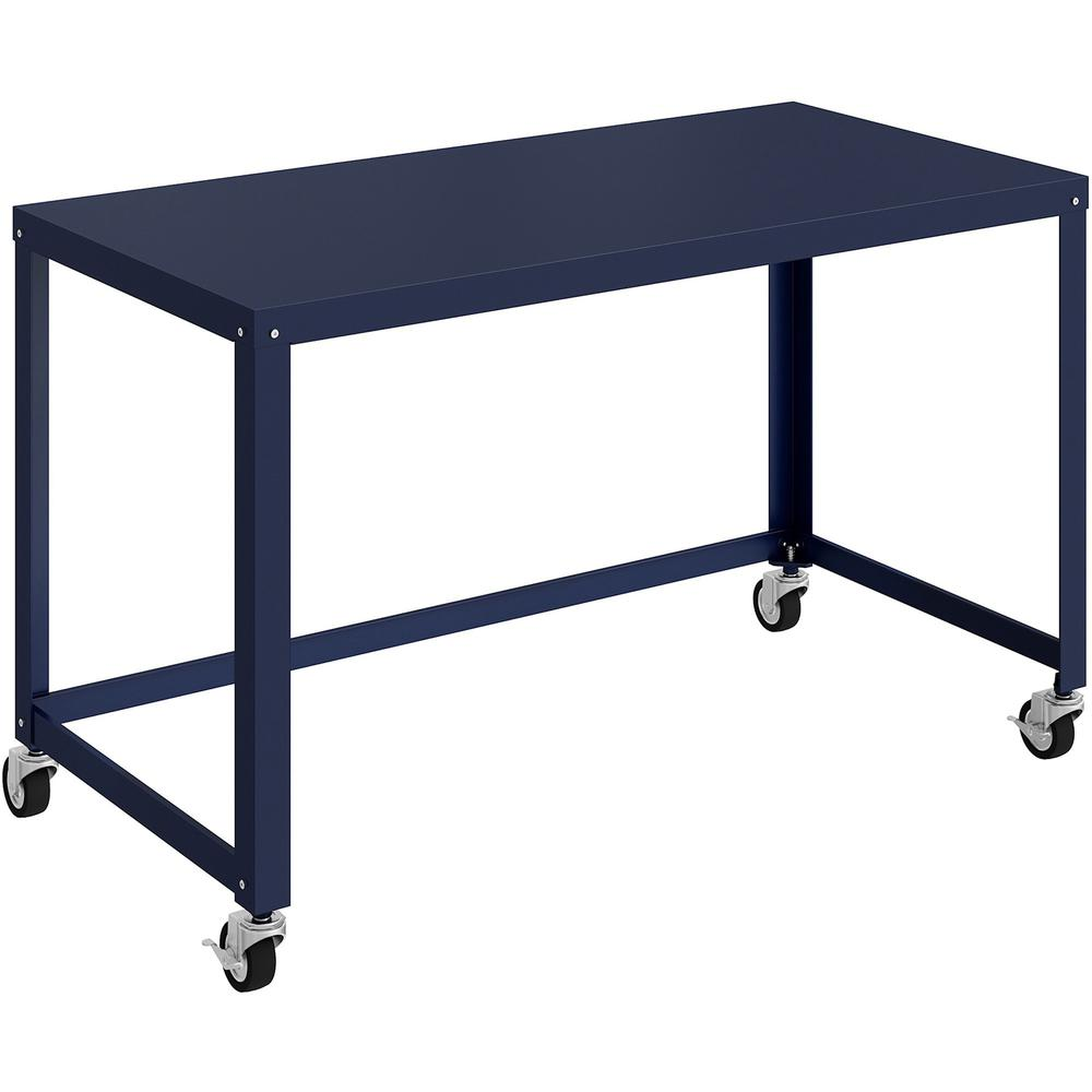 Lorell SOHO Personal Mobile Desk - Rectangle Top - 200 lb Capacity - 48" Table Top Length x 24" Table Top Width - 30" Height - Assembly Required - Navy - Steel - 1 Each, Goodies N Stuff