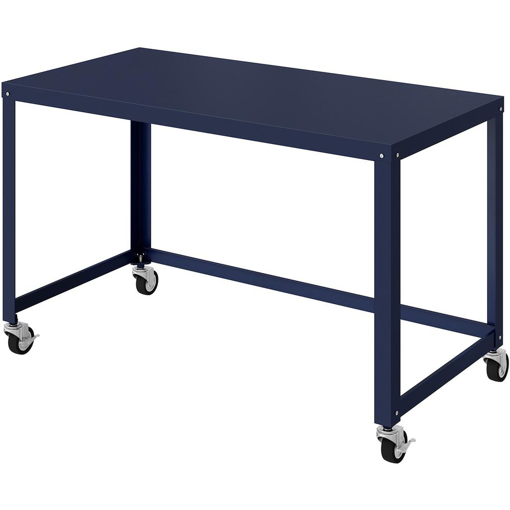 Lorell SOHO Personal Mobile Desk - Rectangle Top - 200 lb Capacity - 48" Table Top Length x 24" Table Top Width - 30" Height - Assembly Required - Navy - Steel - 1 Each, Goodies N Stuff