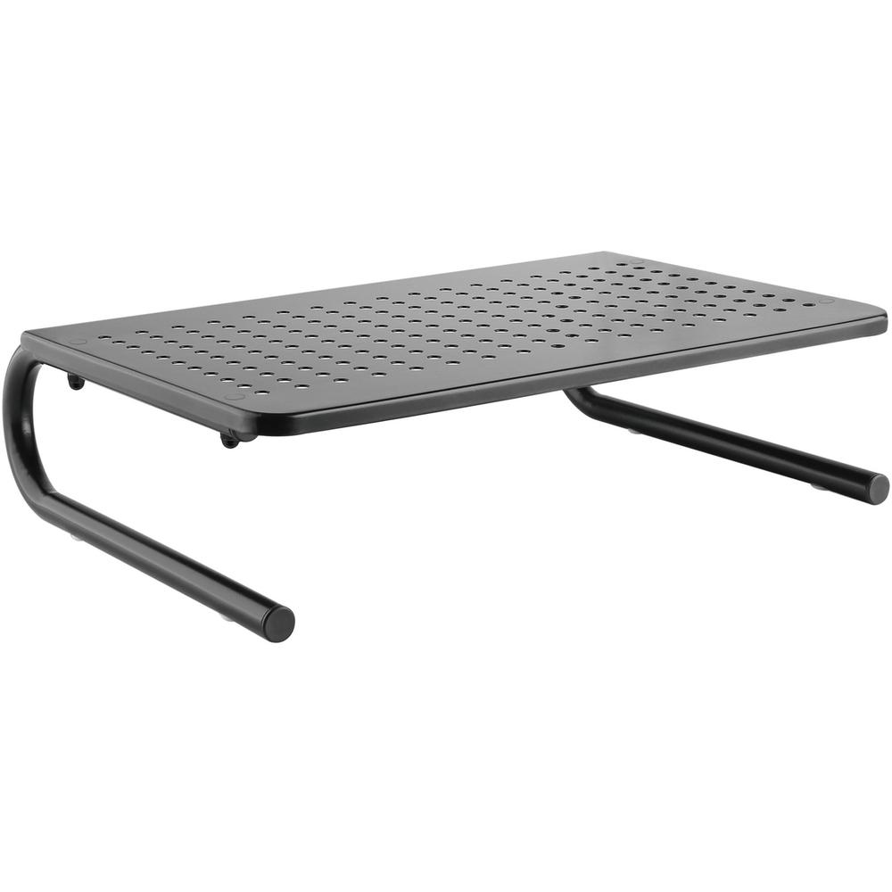 Lorell Monitor/Laptop Stand - 20 lb Load Capacity - 5.5" Height x 14.5" Depth - Desktop - Steel - Black - For Monitor, Notebook - Ventilated, Rubber Pad, Non-skid, Goodies N Stuff