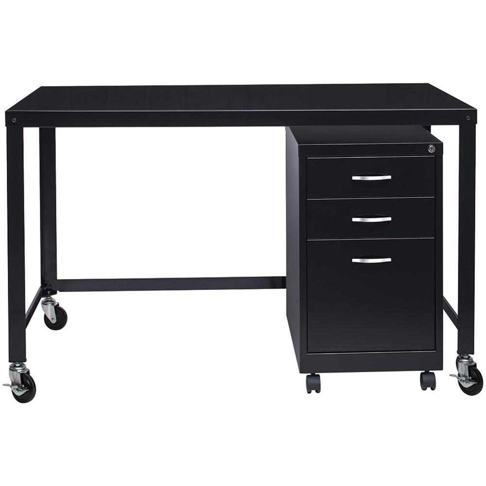 Lorell SOHO Personal Mobile Desk - Rectangle Top - 48" Table Top Width x 23" Table Top Depth - 29.50" HeightAssembly Required - Black - 1 Each, Goodies N Stuff