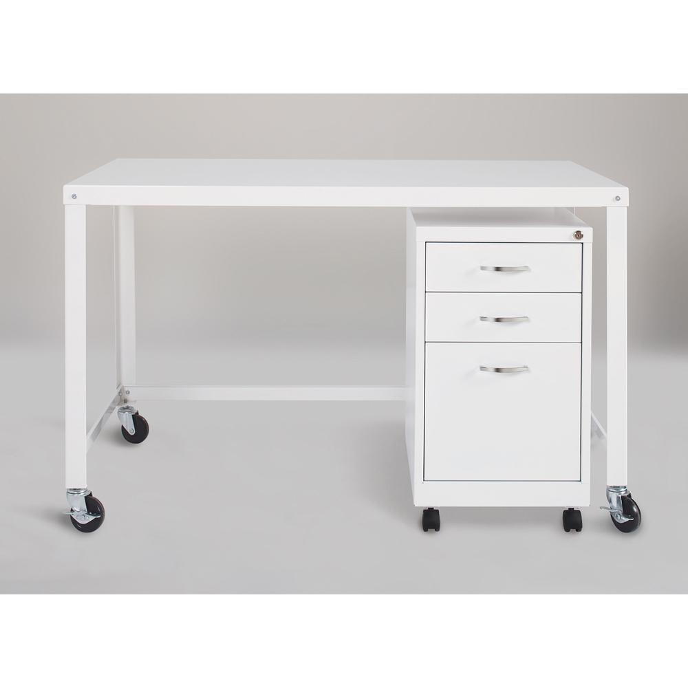 Lorell SOHO Personal Mobile Desk - Rectangle Top - 48" Table Top Width x 23" Table Top Depth - 29.50" HeightAssembly Required - White - 1 Each, Goodies N Stuff