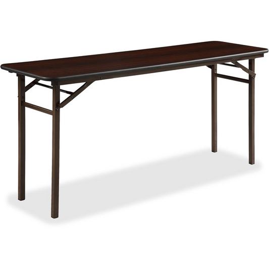 Lorell Economy Folding Banquet Table - Mahogany Rectangle Top - 60" Table Top Width x 18" Table Top Depth x 0.62" Table Top Thickness - 29" Height - Melamine Top Material - 1 Each