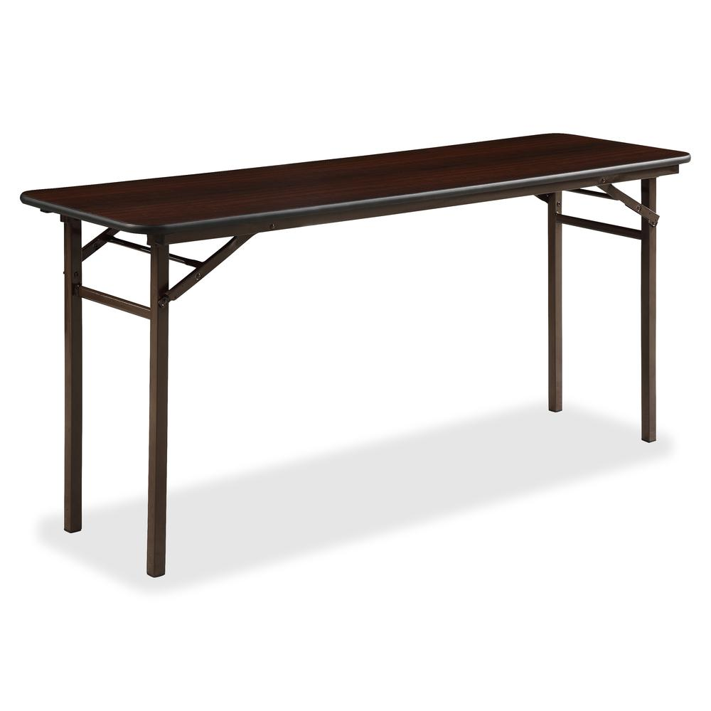 Lorell Economy Folding Banquet Table - Mahogany Rectangle Top - 60" Table Top Width x 18" Table Top Depth x 0.62" Table Top Thickness - 29" Height - Melamine Top Material - 1 Each